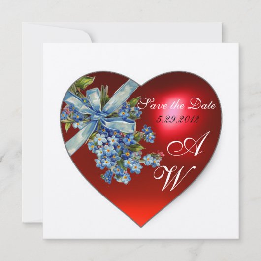 ROOD HART & VERGEET MI NIET MONOGRAM Witte Champag Kaart (Voorkant)