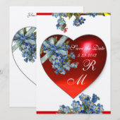 ROOD HART & VERGEET MIJ NIET MONOGRAM Blauw Wit Kaart (Voorkant / Achterkant)