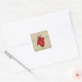Rood  hart vierkante sticker (Envelop)