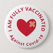 Rood hart volledig ingeënt ronde button 4,0 cm (Voorkant)