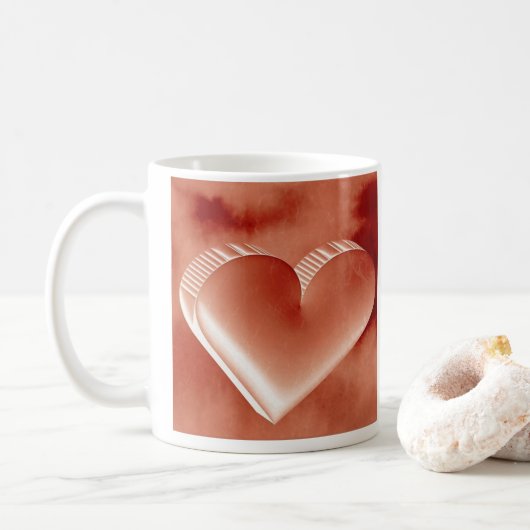 Rood hart voor romantische koppels 3D Waterverf Mo Koffiemok (Met donut)