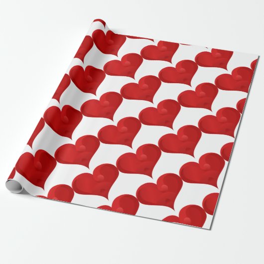 Rood hart voor Valentijnsdag Cadeaupapier (Uitgerold)