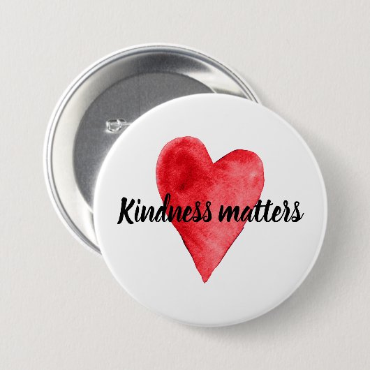 Rood hart Vriendelijkheid doet ertoe Ronde Button 7,6 Cm (Voorkant /achterkant)