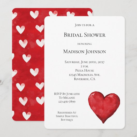 Rood hart Vrijgezellenfeest Kaart (Voorkant / Achterkant)