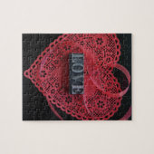 Rood hart vrolijk met liefdeswoord legpuzzel (Horizontaal)