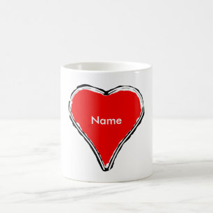 Rood hart wacht op een naam koffie mok