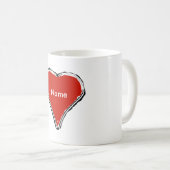 Rood hart wacht op naam koffiemok (Voorkant rechts)