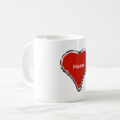 Rood hart wacht op naam koffiemok (Voorkant links)