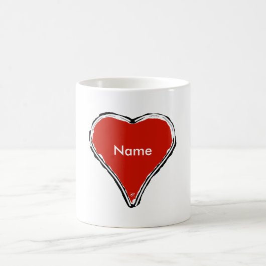 Rood hart wacht op naam koffiemok (Center)