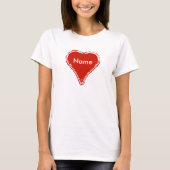 Rood hart wacht op naam t-shirt (Voorkant)