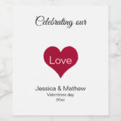 Rood hart wijn etiket (Enkel label)