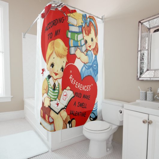 rood hart  wit schoengordijn douchegordijn (In situ)