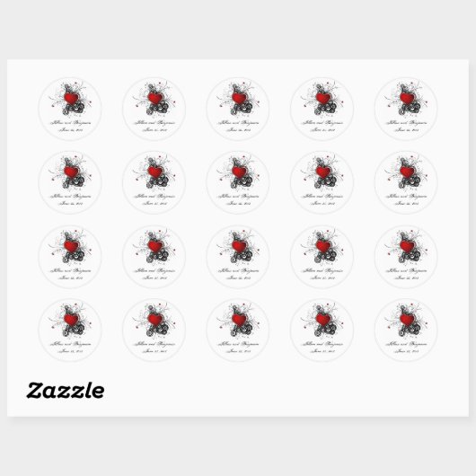 Rood Hart Zwart Swirls Sticker (Vel)