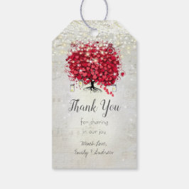 Rood hartblad onder de Labels met sterretjes Cadeaulabel