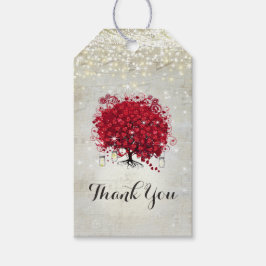 Rood hartblad onder de sterren cadeaulabel