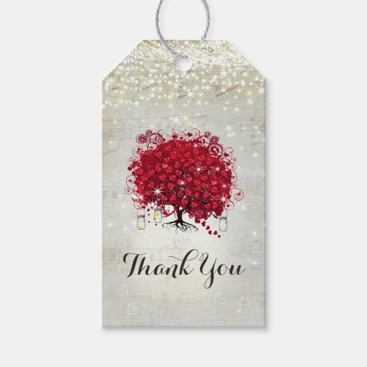 Rood hartblad onder de sterren cadeaulabel (Voorkant)