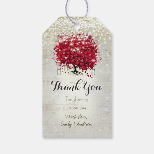 Rood hartblad onder de sterren cadeaulabel (Achterkant)