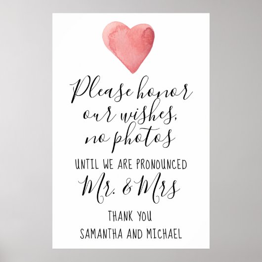 Rood-hartcamera Vrij bruiloft-ceremonietteken Poster (Voorkant)