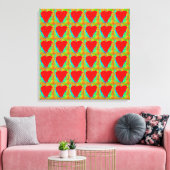 Rood harten verpakt canvas afdruk (Insitu (Woonkamer))