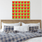 Rood harten verpakt canvas afdruk (Insitu (Slaapkamer))