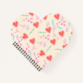 Rood hartenpatroon Spiraal Notitieboek