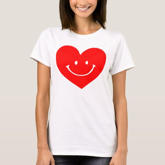 Rood hartglimlachend gezicht t-shirt (Voorkant)