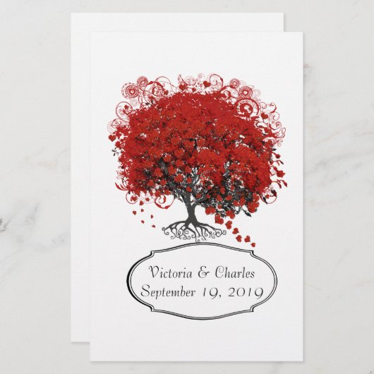 Rood hartleder briefpapier (Voorkant / Achterkant)