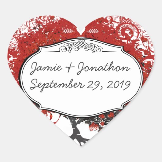 Rood hartleder hart sticker (Voorkant)