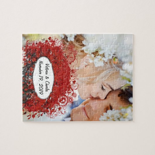 Rood hartleder legpuzzel (Horizontaal)