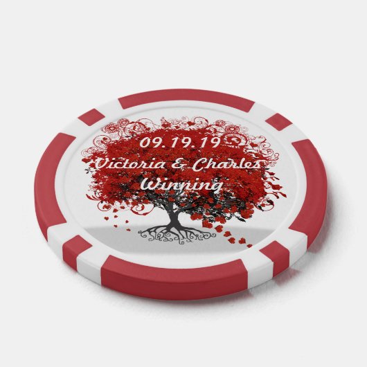 Rood hartleder poker chips (Enkel)
