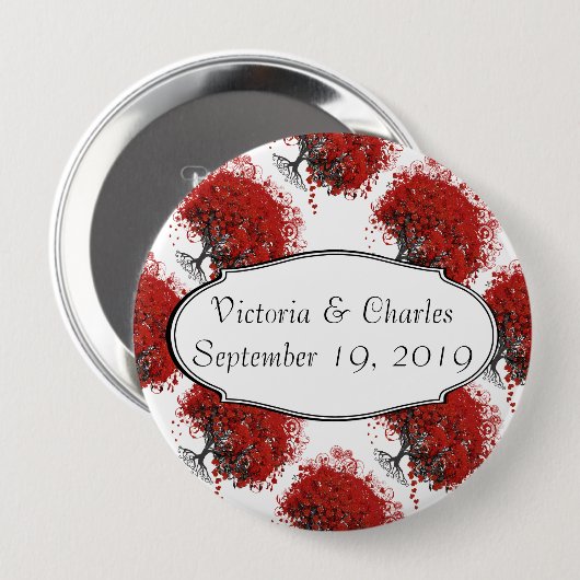 Rood hartleder ronde button 4,0 cm (Voorkant /achterkant)