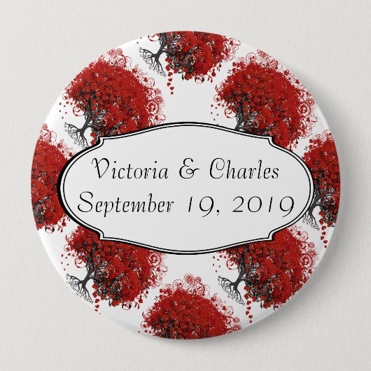 Rood hartleder ronde button 4,0 cm (Voorkant)