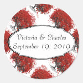 Rood hartleder ronde sticker (Voorkant)