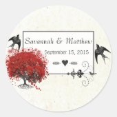 Rood hartleder ronde sticker (Voorkant)