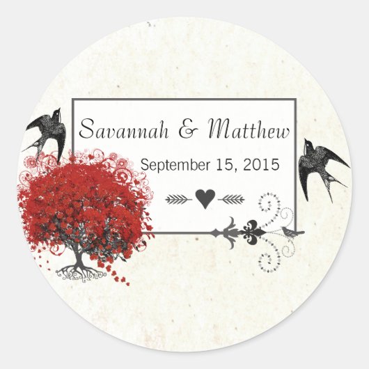 Rood hartleder ronde sticker (Voorkant)