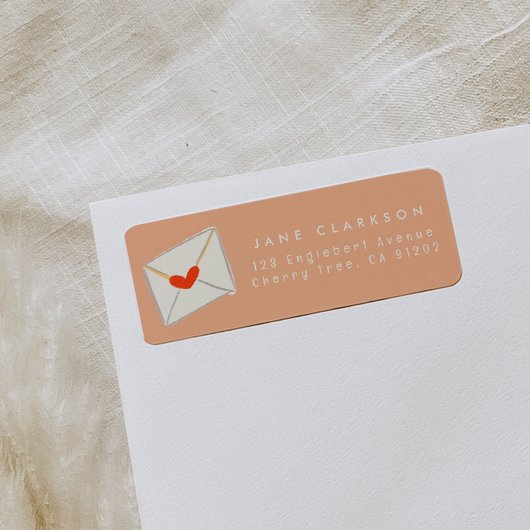 Rood hartlijnomhulsel Roze omkeeradres label