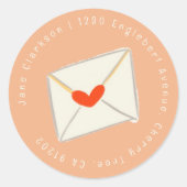 Rood hartlijnomhulsel Roze omkeeradres label (Voorkant)