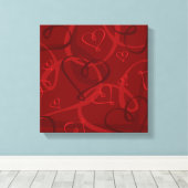 Rood hartpatroon canvas afdruk (Insitu (Houten vloer))