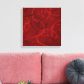 Rood hartpatroon canvas afdruk (Insitu (Woonkamer))