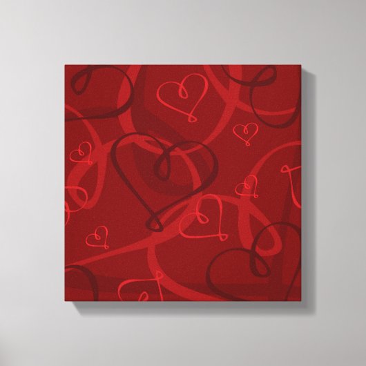 Rood hartpatroon canvas afdruk (Voorkant)