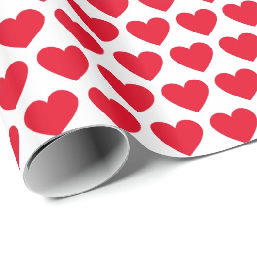 Rood hartpatroon met witte achtergrond cadeaupapier (Rol Hoek)