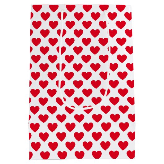 Rood hartpatroon met witte achtergrond medium cadeauzakje (Achterkant)