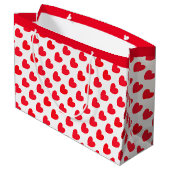 Rood hartpatroon op wit groot cadeauzakje (Achterkant Gekanteld)