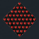 Rood hartpatroon op zwart bandana<br><div class="desc">Rood hartpatroon op zwart</div>