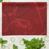 Rood hartpatroon theedoek (Gevouwen)