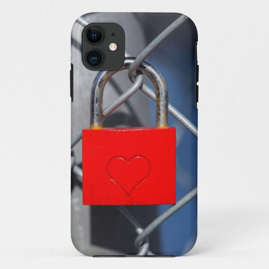 Rood hartslot op hek Case-Mate iPhone case (Achterkant)