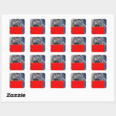 Rood hartslot op hek vierkante sticker (Vel)