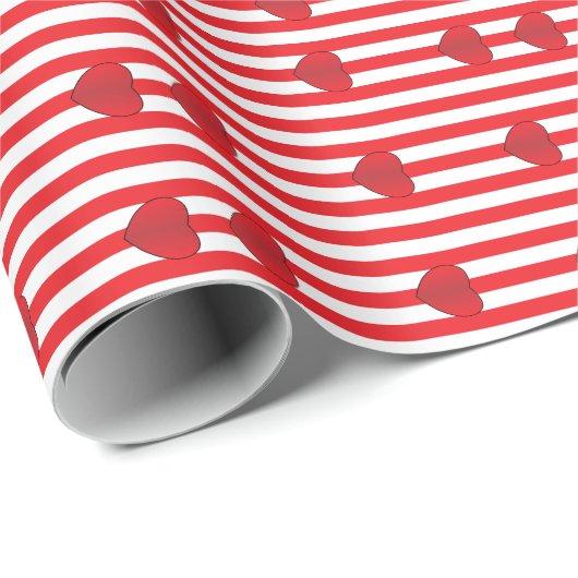 Rood hartstreep Valentijn Gift Wrap Cadeaupapier (Rol Hoek)