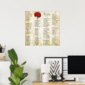 Rood hartverscheurend gordel met Damask Wedding Se Poster (Thuiskantoor)