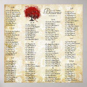 Rood hartverscheurend gordel met Damask Wedding Se Poster